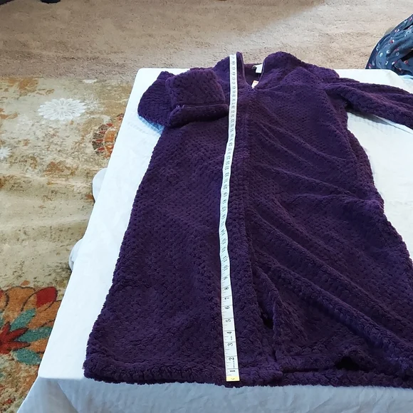 NWT Plush Robe Cozy Ladies Charter Club Zip Up Deep Purple Small Super Soft - Picture 9 of 10
